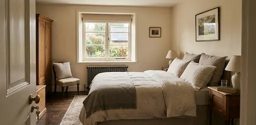Empty BnB bedroom representing the 2026 UK short-term rental bookings slump